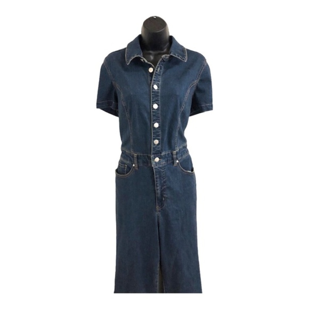 Jessica Simpson blue denim flare leg Cammie ventura denim Jumpsuit size 5 new - Picture 11 of 16